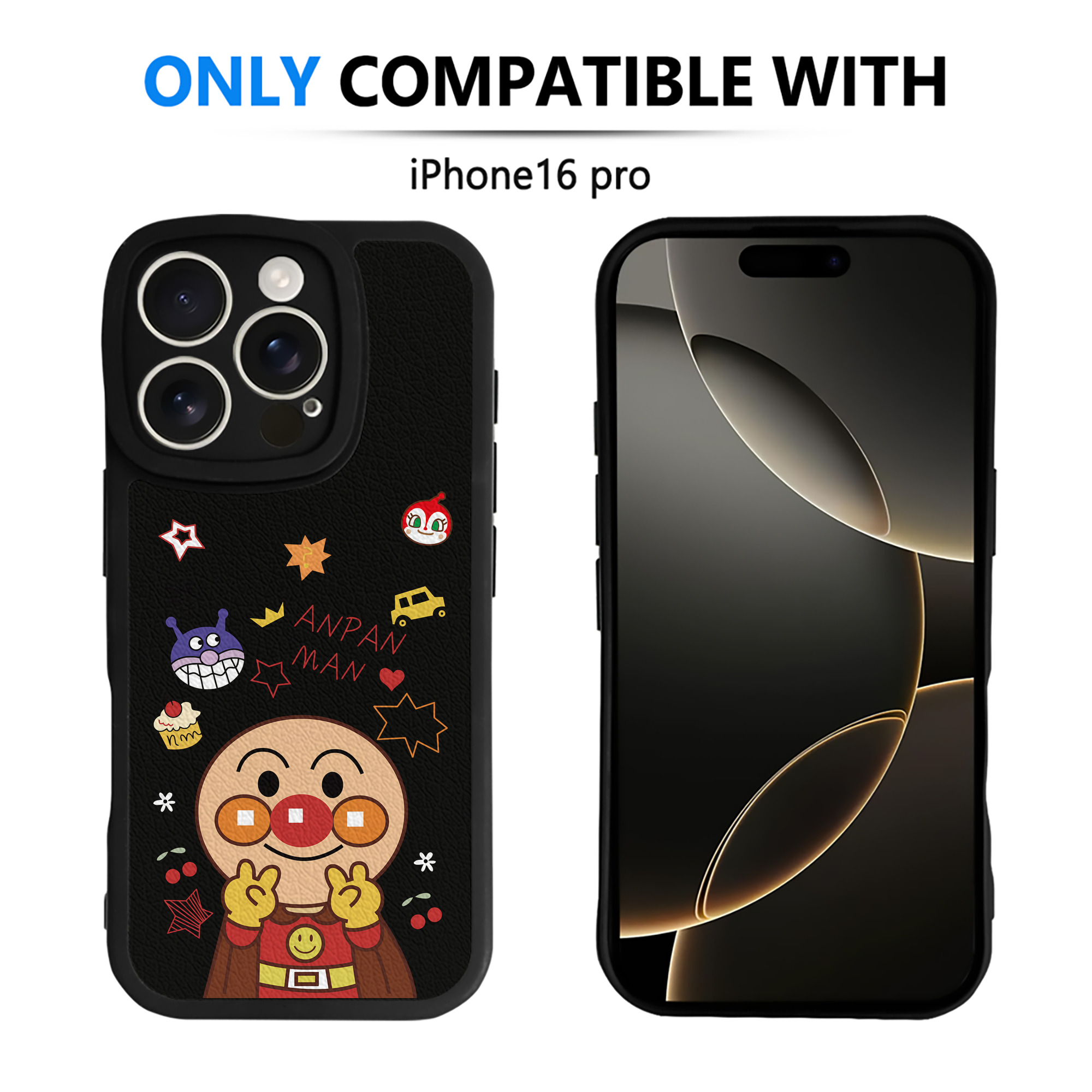 （画像用） アンパンマン Anpanman 【iPhone 16シリーズ対応】シリコンスマホケース（レザー調） 材質：シリコン